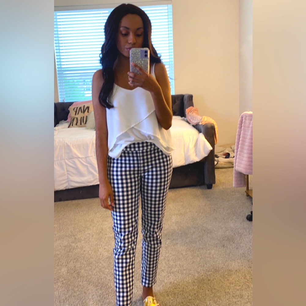 Jcrew factory , gingham pants ankle crop
